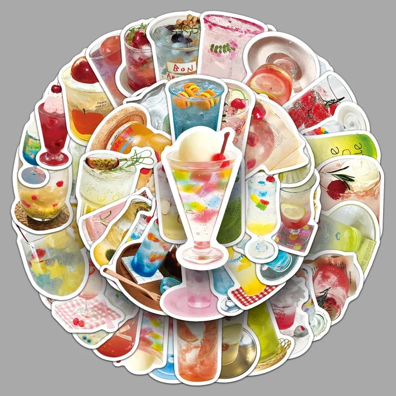 50pcs/set Kawaii Drink Stickers Bubble Water Doodle Decals Waterproof Journal Stickers DIY Decor Phone Case Luggage Decal Gift