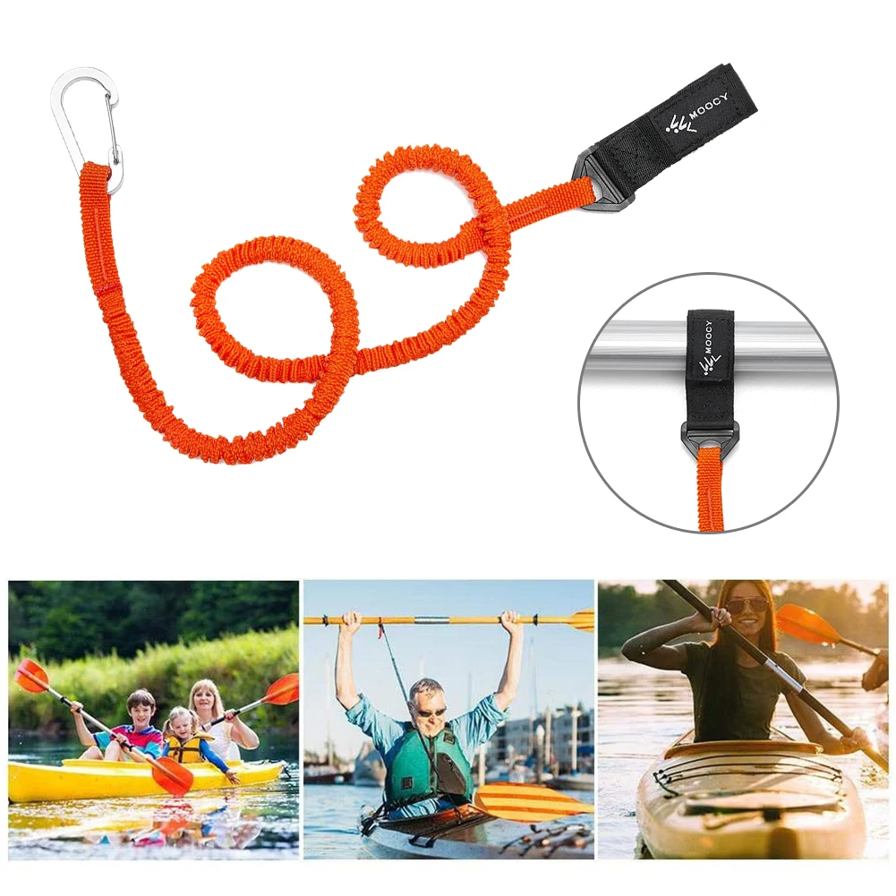 Correa elástica para remo de Kayak, gancho de seguridad, cordón en espiral, accesorios para barcos, correa de remo para canoa de alta resistencia