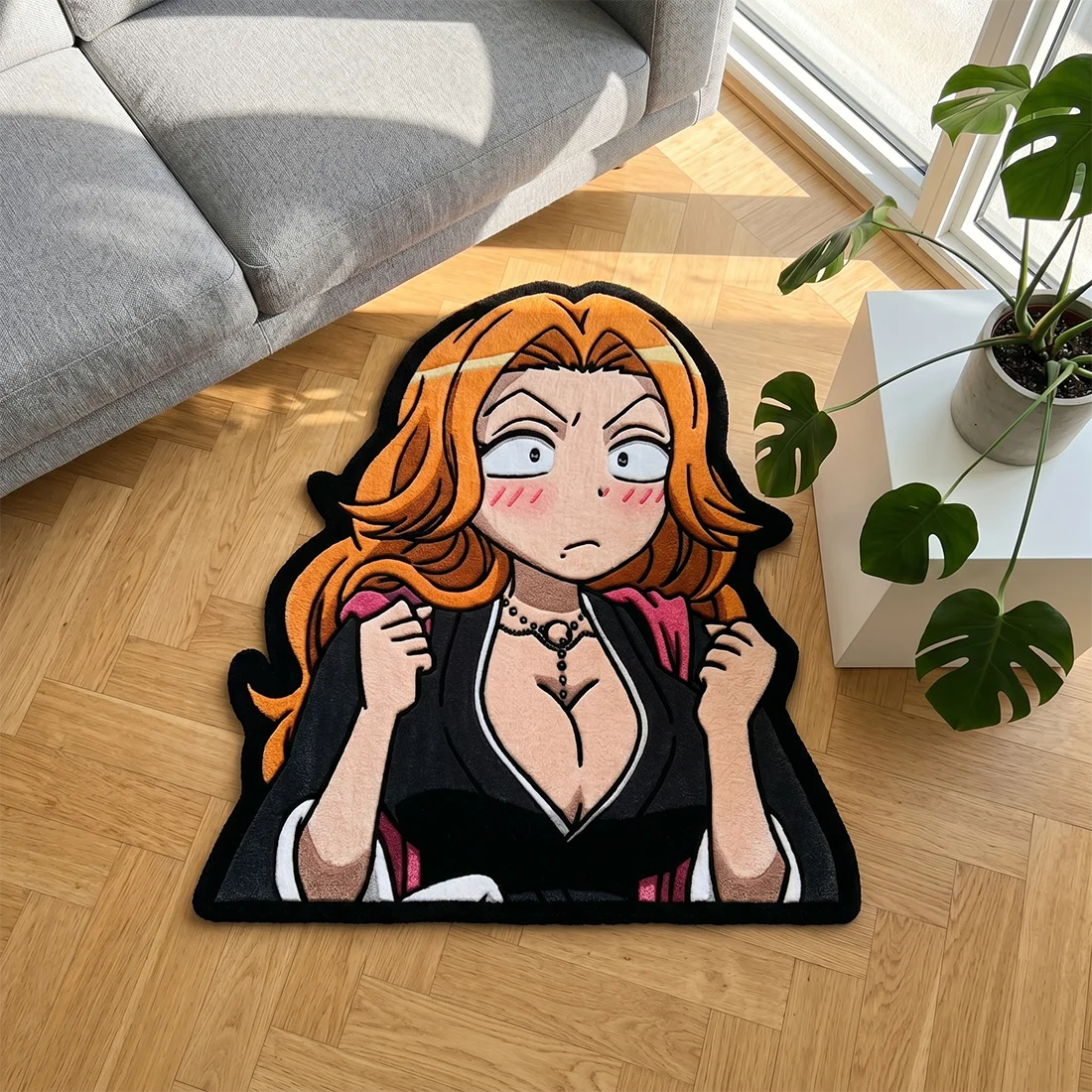 

BLEACH Character Irregular Shape Anime Rug Anti-slip Polyester Washable Modern Style Rug for Hotel Use Fans Gift