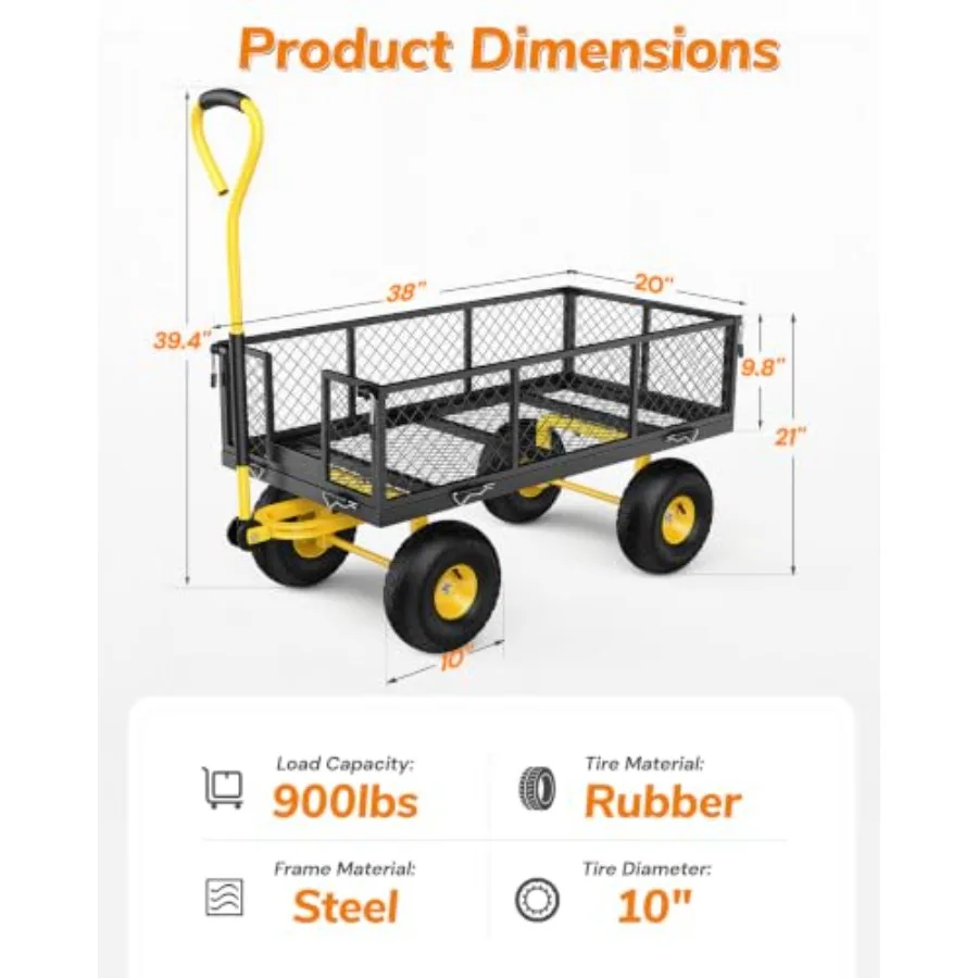 Heavy Duty Metal Garden Wagon Cart