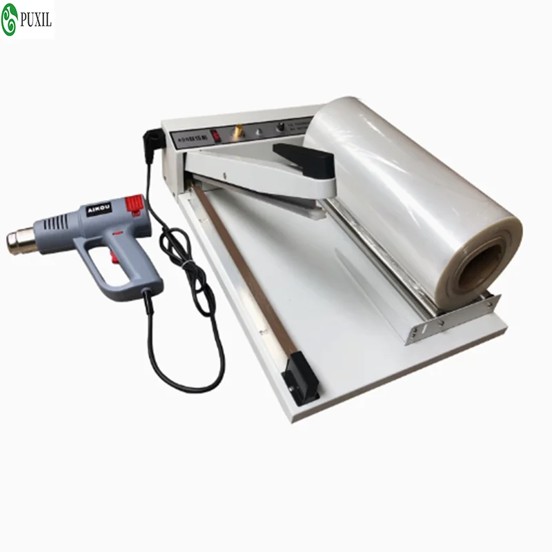 220V/ 110V Sealing Cutting Shrinking Machine POF Film Plastic Bags Sealer Packing Tool With A Heat Gun And A Roll Of POF Film