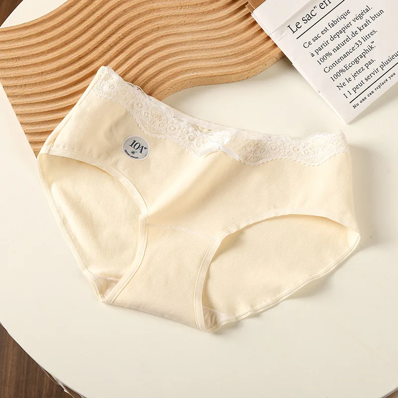 1 قطعة سراويل الفتيات القطن الخالص الطلاب الدانتيل الملابس الداخلية تنفس سراويل الحلو الإناث منتصف الخصر الراحة لينة ملخصات #3