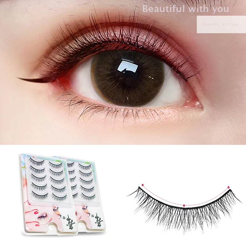 Hard Stem Long Natural False Eyelashes Curl Crossed Naked Eyelashes Natural False Eyelashes