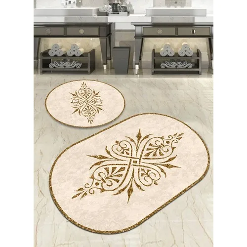 Ardizayn Damask-Slip-Resistant, Not Peel Leather Outsole 2'li Toilet Seat Pad, Bath Mat (60X100-60X60)