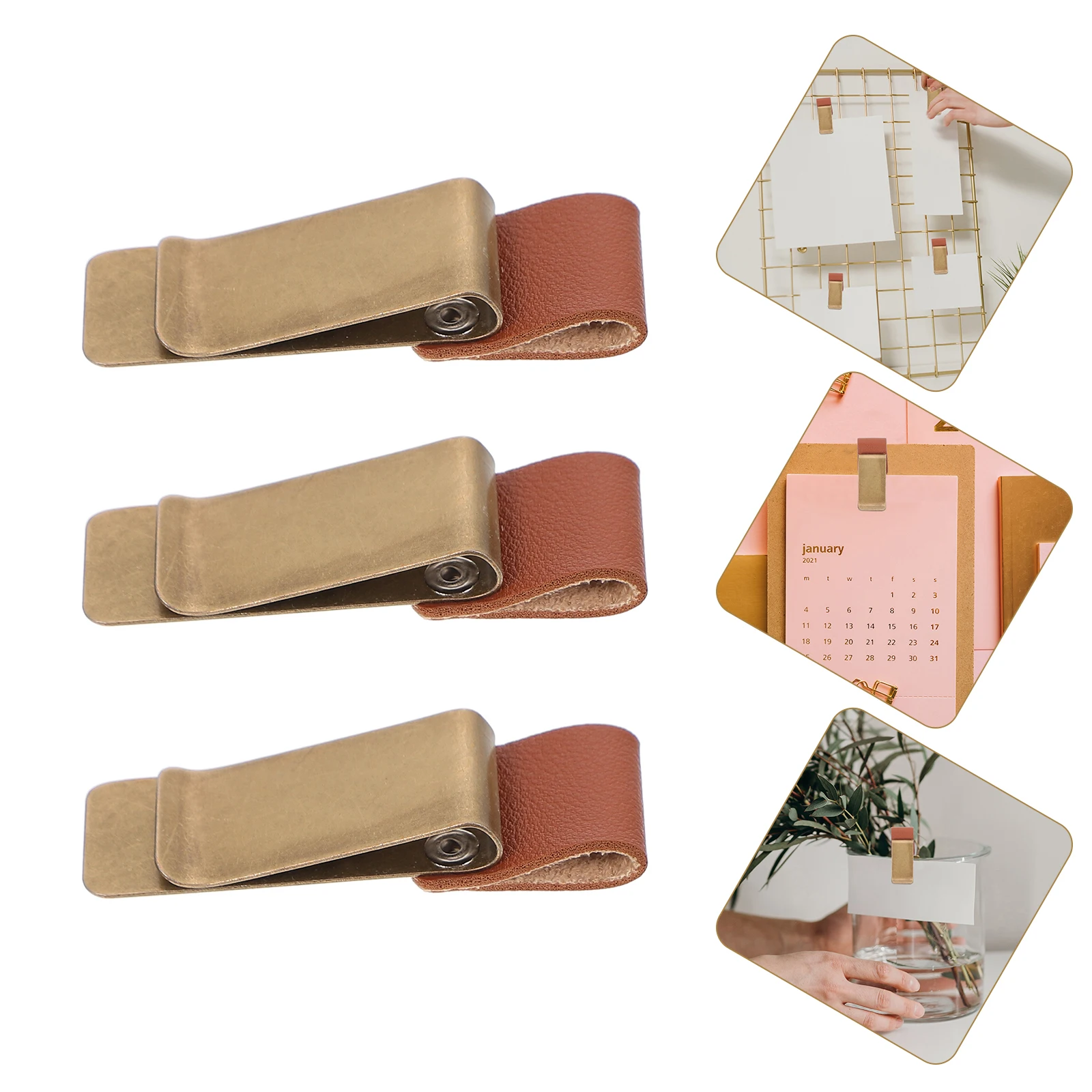 

3 Pcs Metal Bill Holder Pen Clip Pencil Stationery Clips Binder Decorative Paper Office File Folder