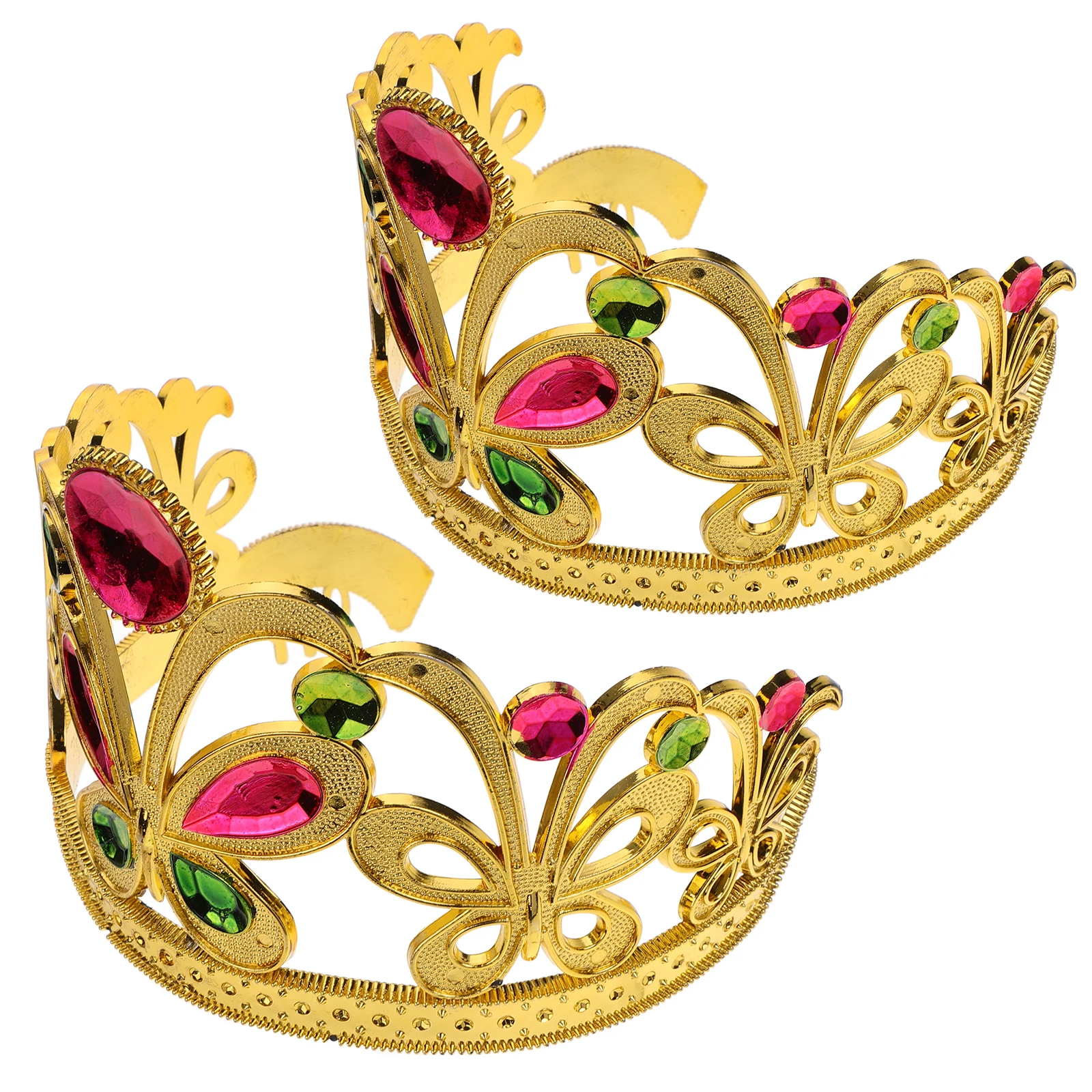 

2pcs Small Crowns Simulated Gemstone Headdress Girl Crown Party Costume Birthday Decoration Rhinestone Headband Kids Crowns For