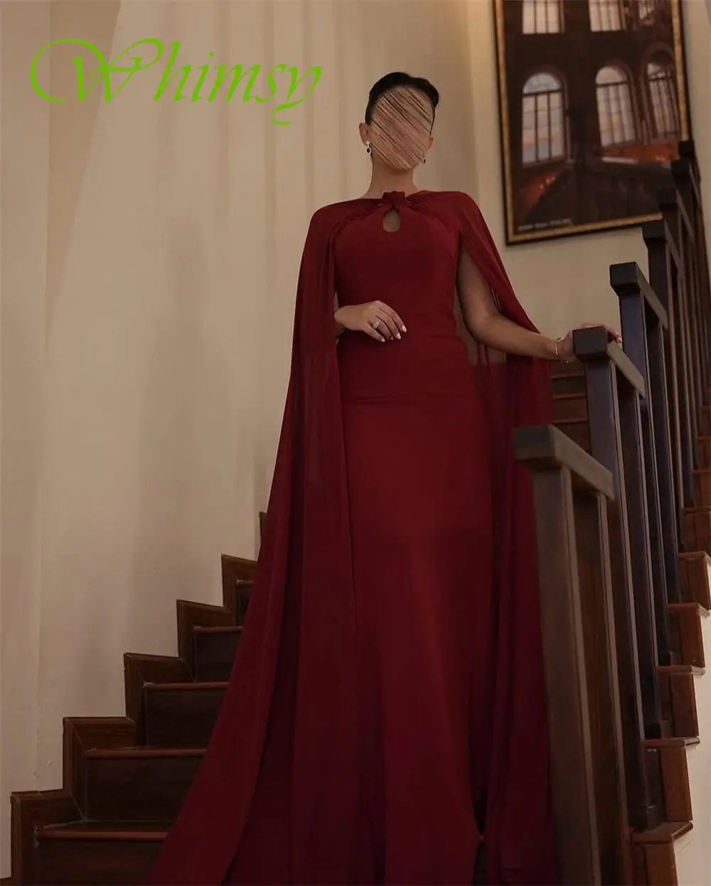 Abito da sera formale personalizzato con scollo a O in jersey Abiti da ballo delicati a maniche lunghe Abiti da cerimonia per occasioni speciali