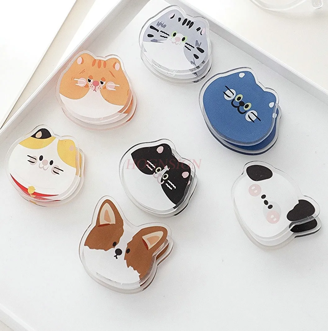 7pcs Cat and Dog Acrylic Small Clips Set of 7 Stationery Decorations, Booklet Clips, Long Tail Clips, Ticket Clips