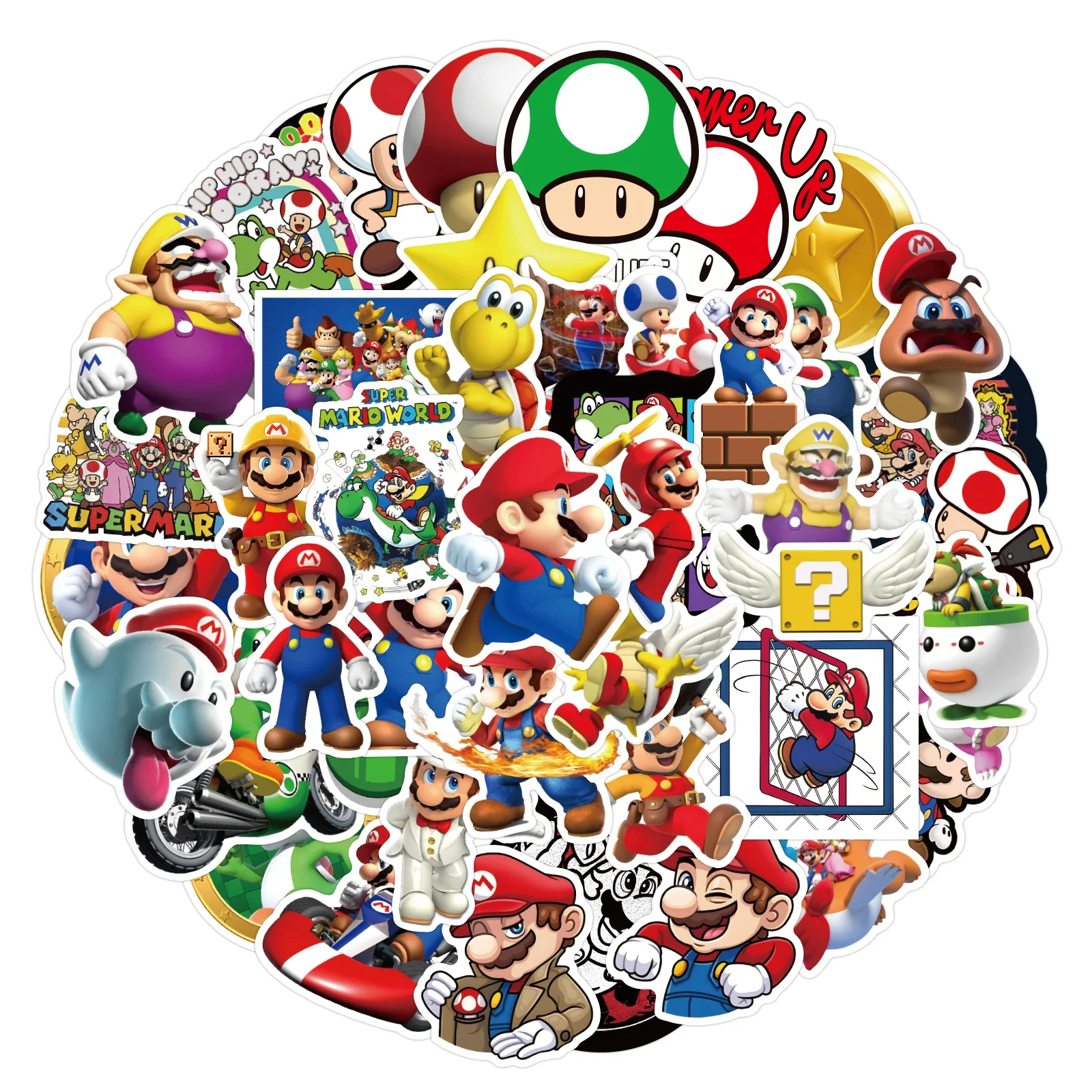 Super Mario Bros Stickers Kawaii Luigi Yoshi Skateboard Bicycle Guitar Laptop Waterproof Stiker Anime Stickers Graffiti