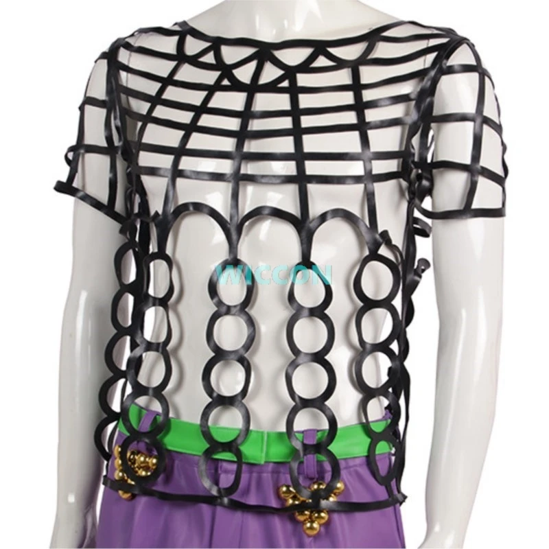 Diavolo Cosplay Costume Anime Jo Adult Men Black Chain Top Purple Pants Outfit Wig Halloween Carnival Suit view 4