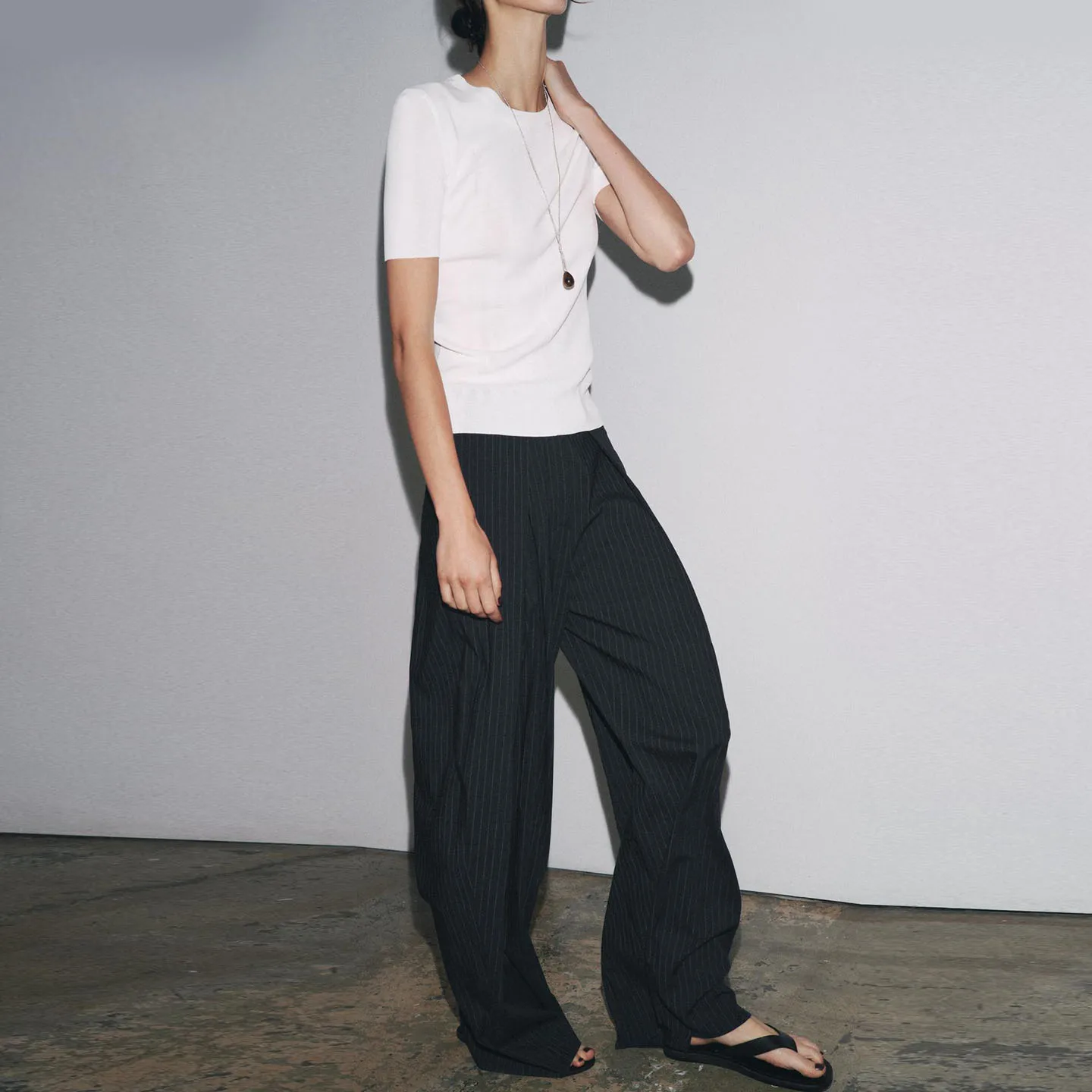 Casual Striped Slim Fit Wide Leg Pants Women's Sle Personali Autumn 2025 New Arrival Z l Waist Other Material