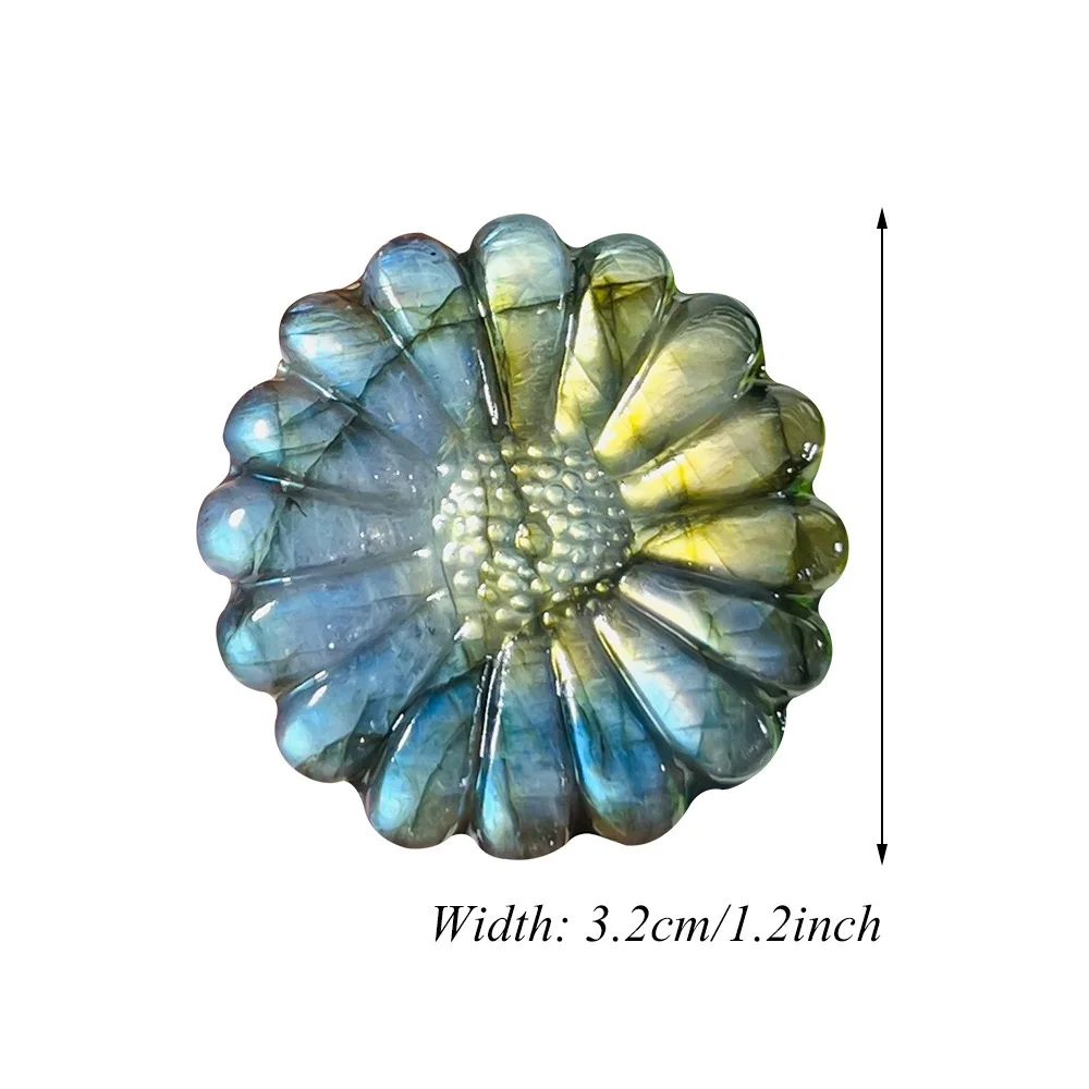 해바라기 천연 래브라도 라이트 크리스탈 원시 보석 수제 Fengshui 동상 치유 크리스탈 공예 매력 장식 DIY 선물 홈 데코