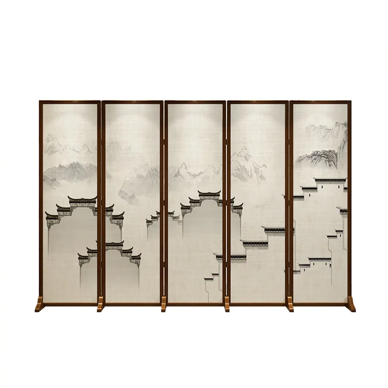 

New Chinese-style solid wood screen partition living room porch cover folding mobile modern simple office