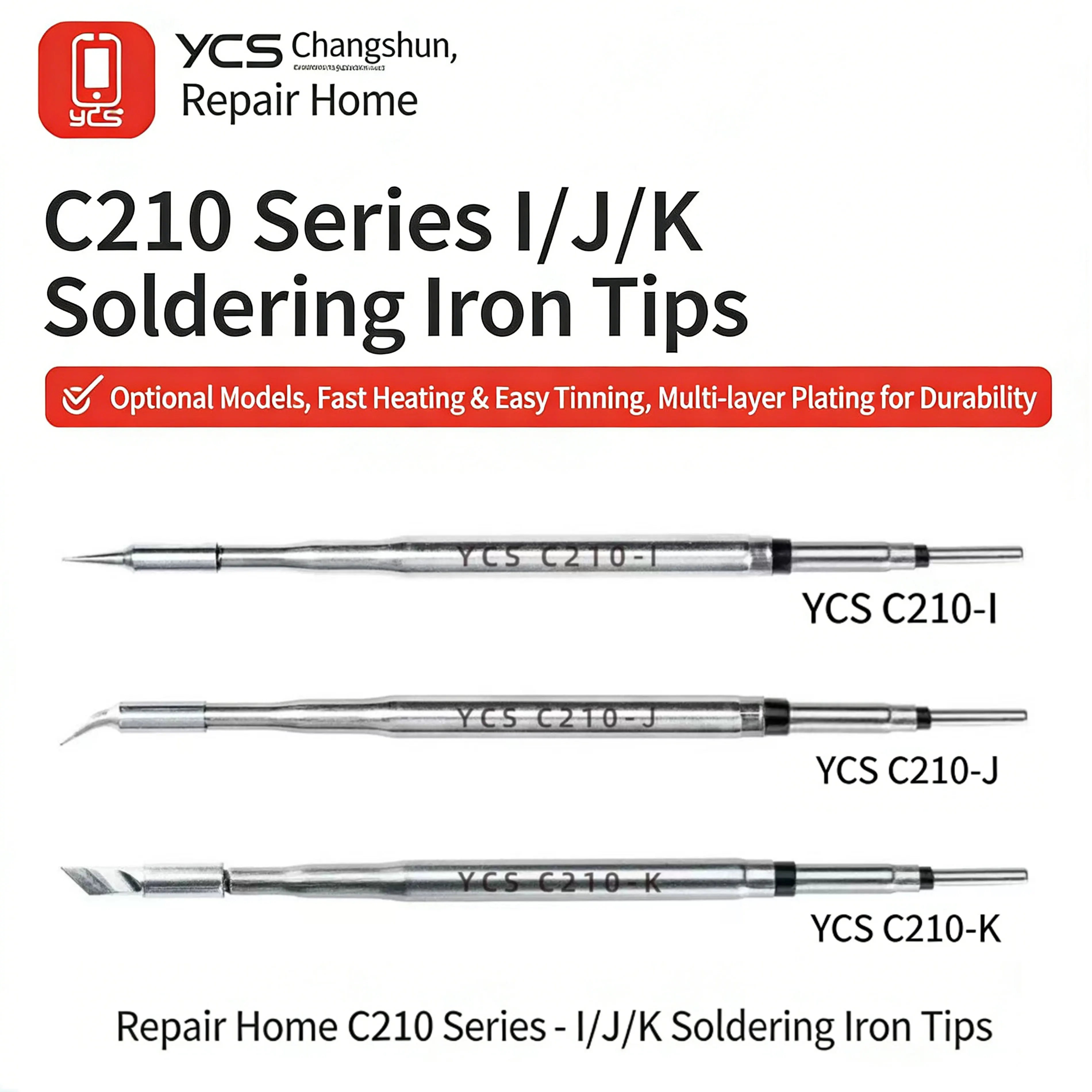 

YCS C210 Soldering Iron Tips Series Compatible with T210/T26 Station for Mobile Phone PCB & IC Repair Tools