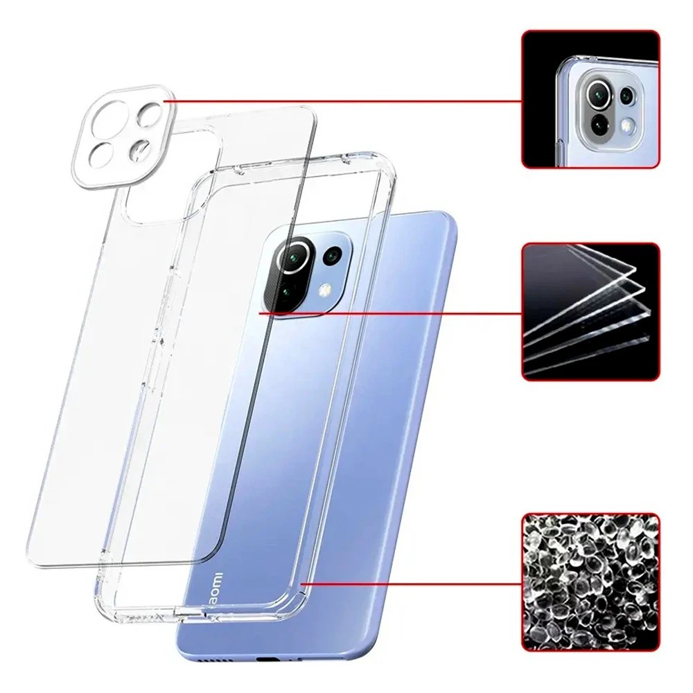 Ultradünne, klare Silikon-Softhülle für Xiaomi Mi 11 Lite Pro 12 13 14 Ultra 12S 11T 11 Lite 10T 9 9se 10 Transparente Hülle – Detail 3