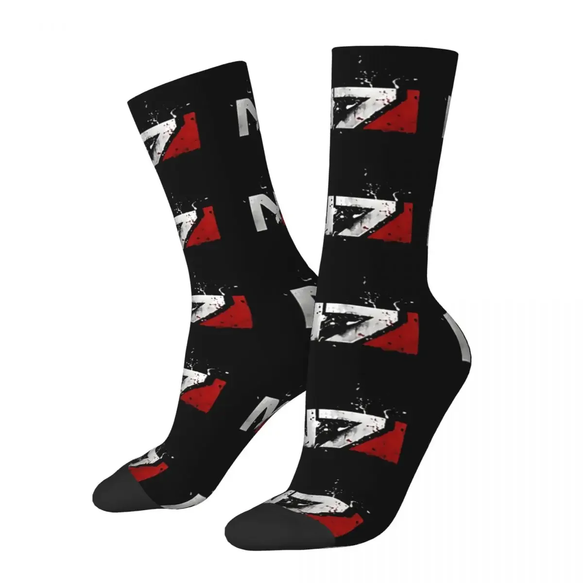 

Funny Men's Socks Distressed N7 Vintage Harajuku Mass Effect Game Hip Hop Novelty Crew Crazy Sock Gift Pattern Printed