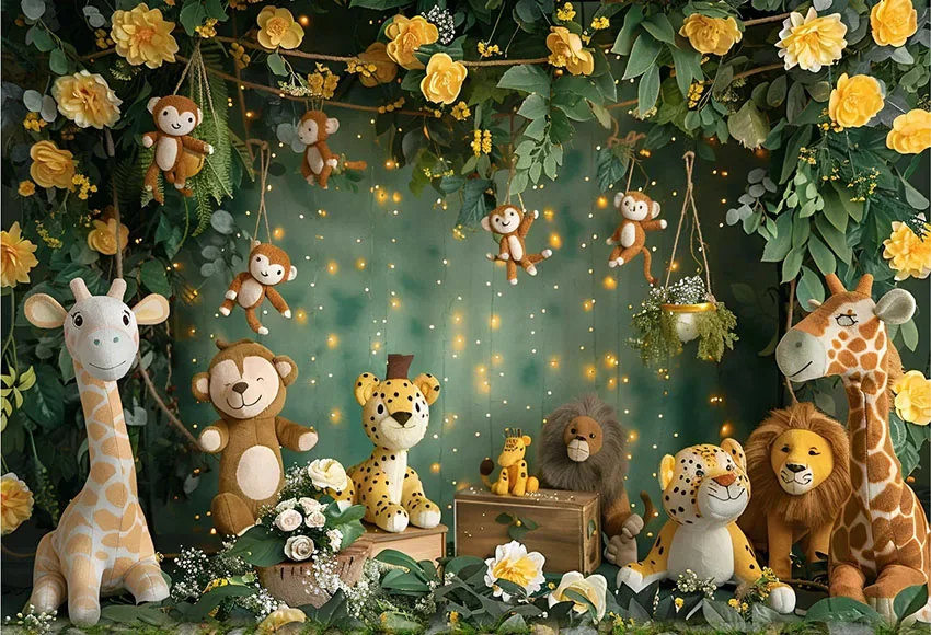 Mehofond Photography Background Jungle Animal Safari Wild One Boy Birthday Party Cake Smash Portrait Decor Backdrop Photo Studio