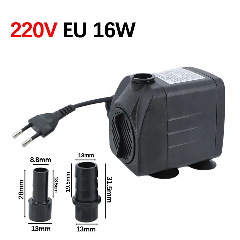 AC 220V 16W 25W Submersible Water Pump Ligh Aquarium Fountain Air Fish Pond Tank Water Pump Supply EU Plug 800L/H view 2