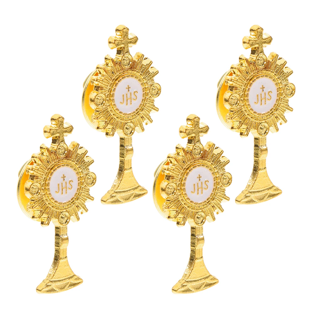 

4 Pcs Chest Button Badge Apparel Pin for Suits Elegant Design Sturdy Material First Communion Brooch Religious Lapel Pin Boys