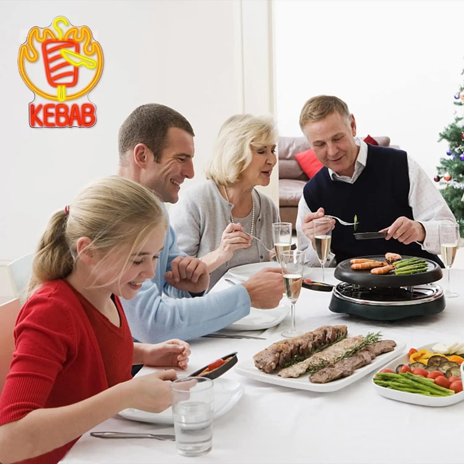 Kebab Neon Sign LED Neon Light Sign USB Powered for Game Room Man Cave Club Bar Shop Wall Birthday Halloween Party Decor Gifts