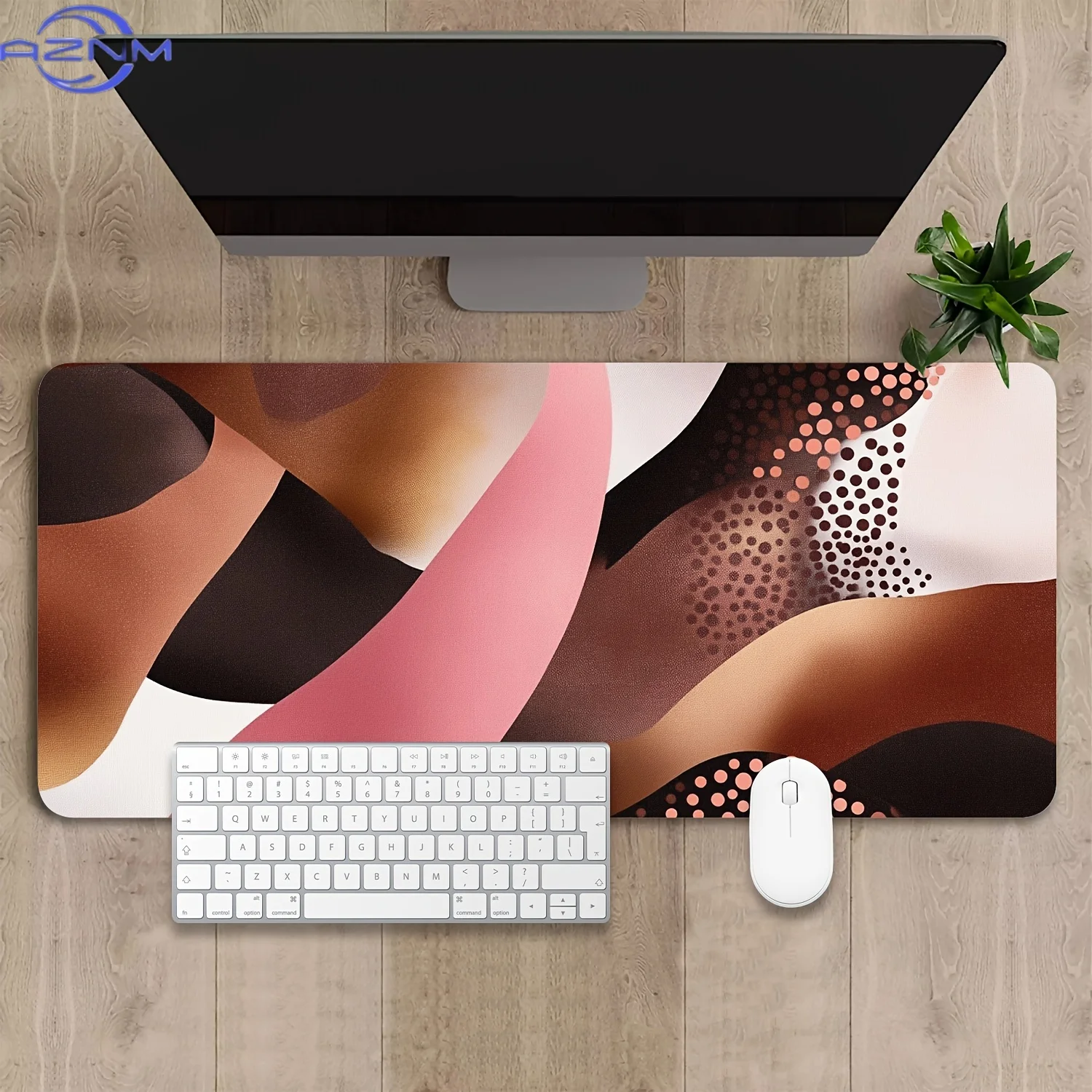 Desk Mat, Geometric Earth - Toned Abstract Desk Pad, Large Gaming Mouse Pad Office Keyboard Pad, Non-Slip Computer Mouse Pad Gif