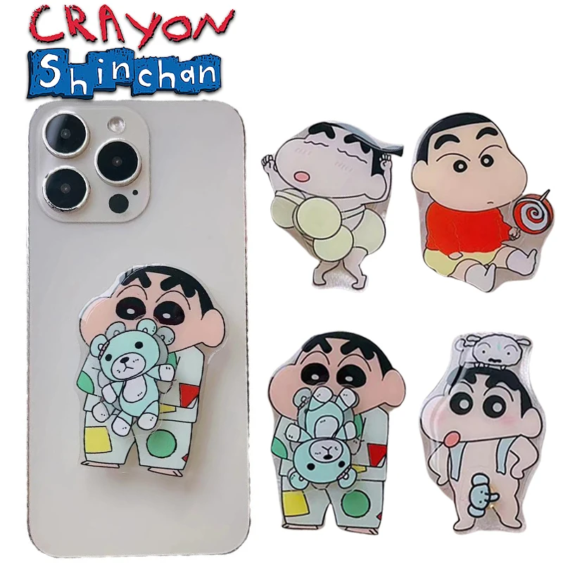 Crayon Shin-chan 3D Cartoon Phone Socket Folding Phone Holder Stand Acrylic Rotate Phone Accessories Retractable Folding Stand