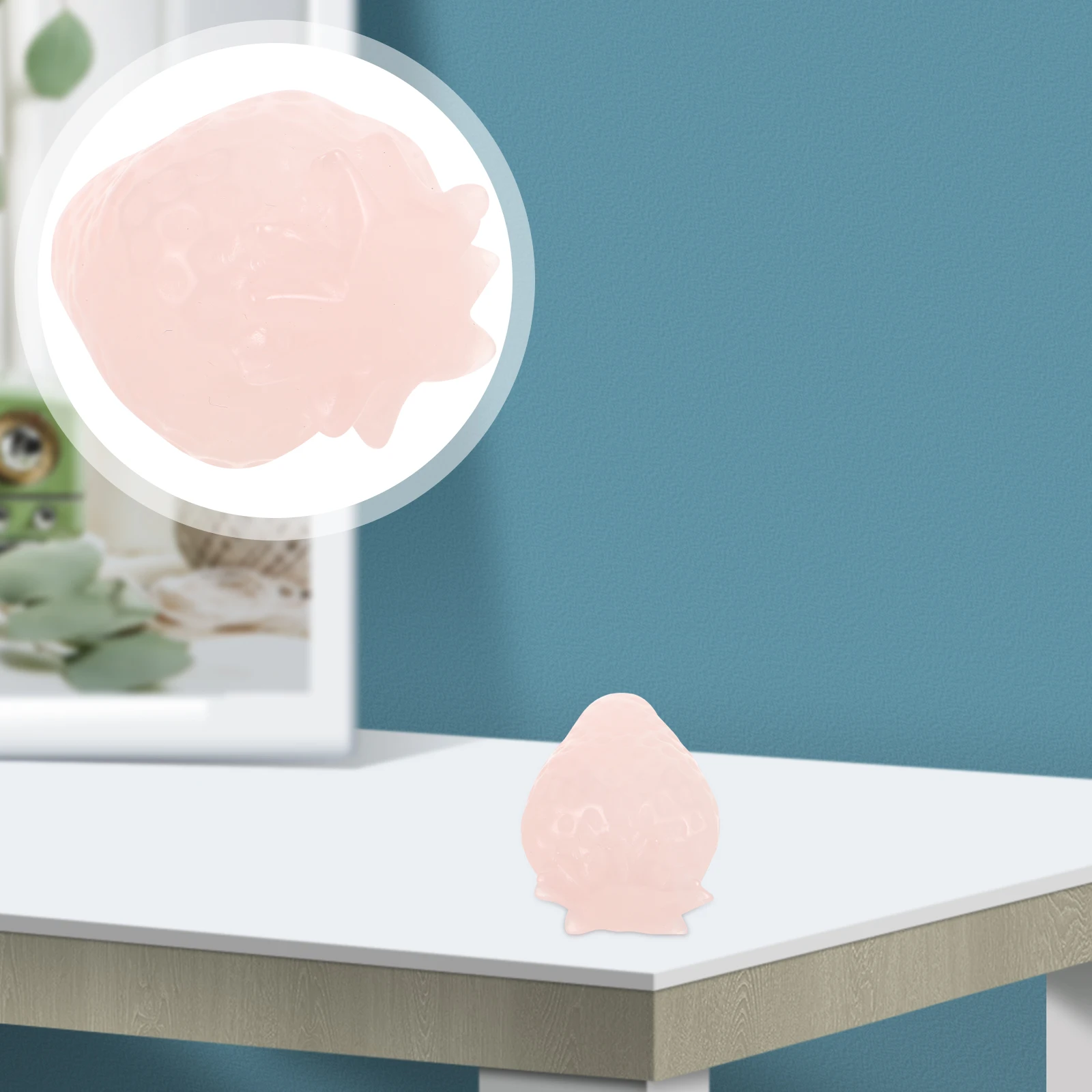 

Pink Crystal Strawberry Ornaments Home Decor Figurines Paperweight Crafts Fruit Artificial Fruits Tabletop Decoration Sculpture