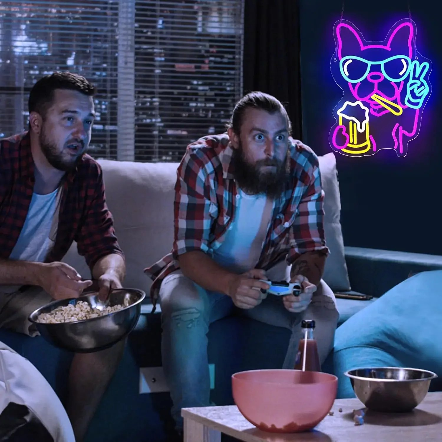 Hond Bier Neon Sign Dimbaar Franse Bulldog LED Neonlicht voor Slaapkamer Woonkamer Dierenwinkel Bar Verjaardagsfeestje Decor Geschenken