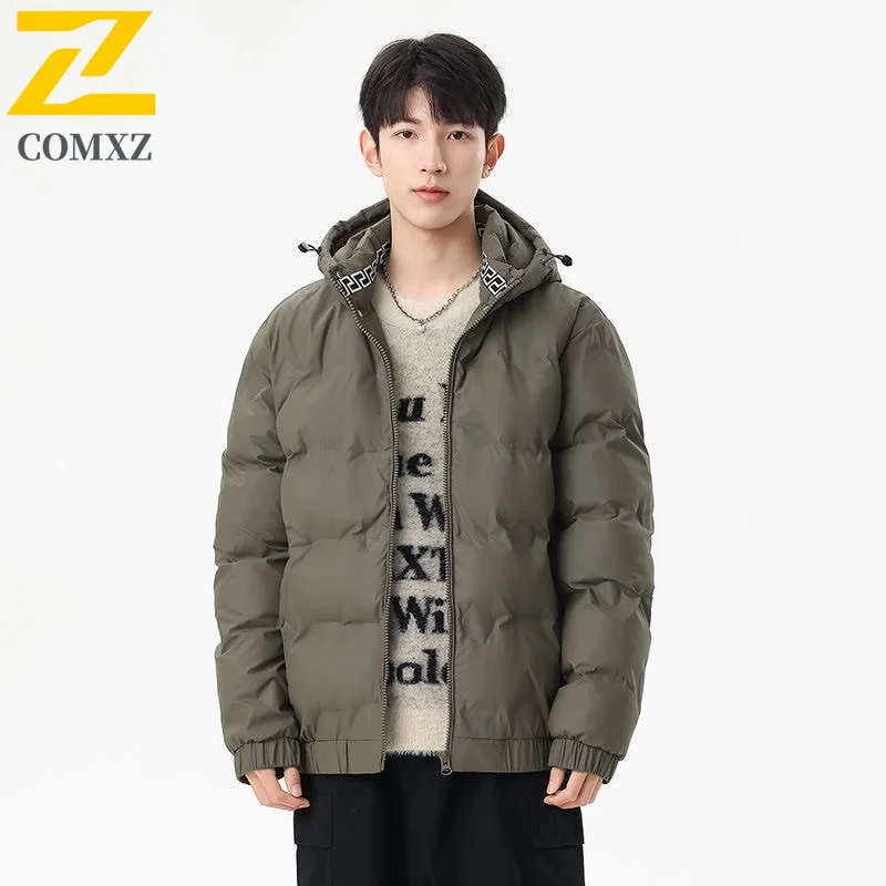 

COMXZ водонепроницаемый пуховик для мужчин с капюшоном, теплый высококачественный универсальный повседневный топ, морозостойкий модный универсальный пуховик
