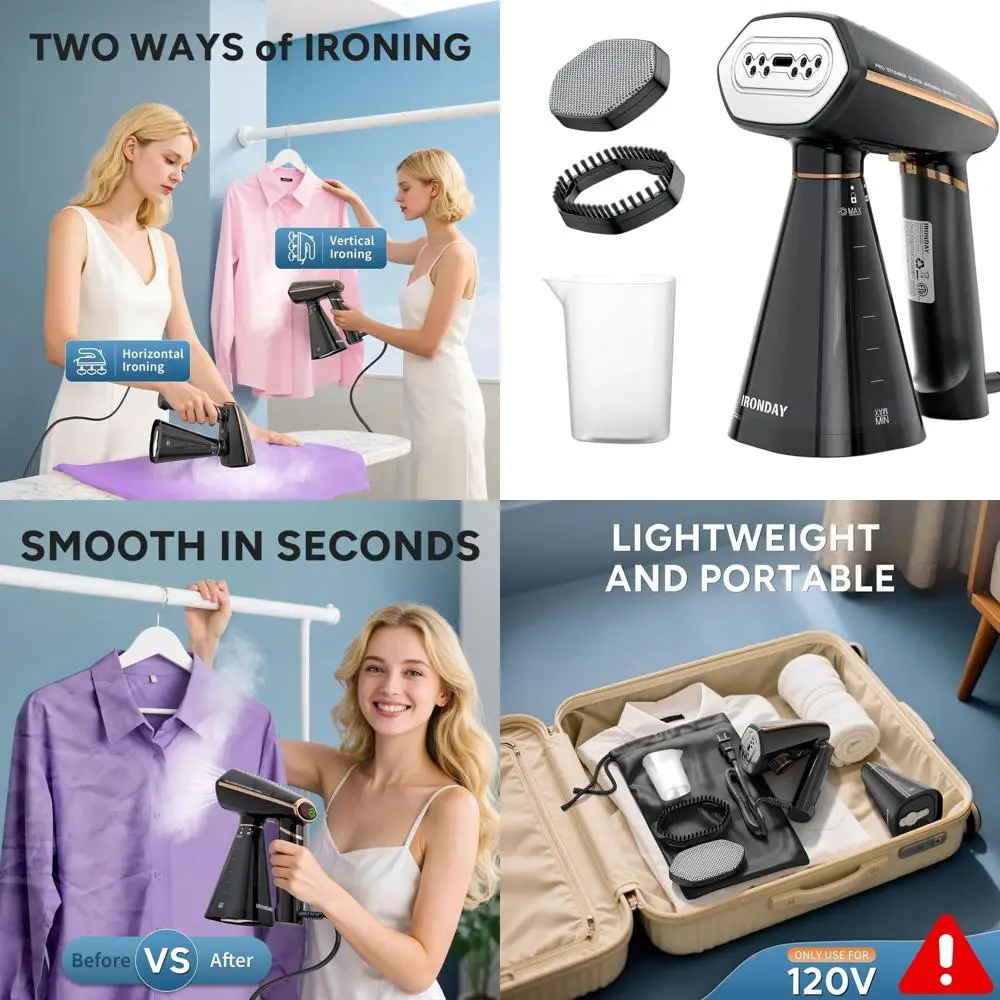 

Портативный ручной отпариватель для одежды и утюг мощностью 1200 Вт, быстрый нагрев, автоматическое отключение, резервуар 350 мл, складной для путешествий и домашнего использования