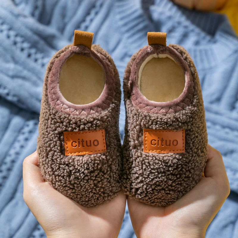 Autumn Winter 1-9 Years Old Children Plush Floor Sock Shoes Child Soft Sole Walking Shoes Indoor Home Anti-slip Kids Slippers