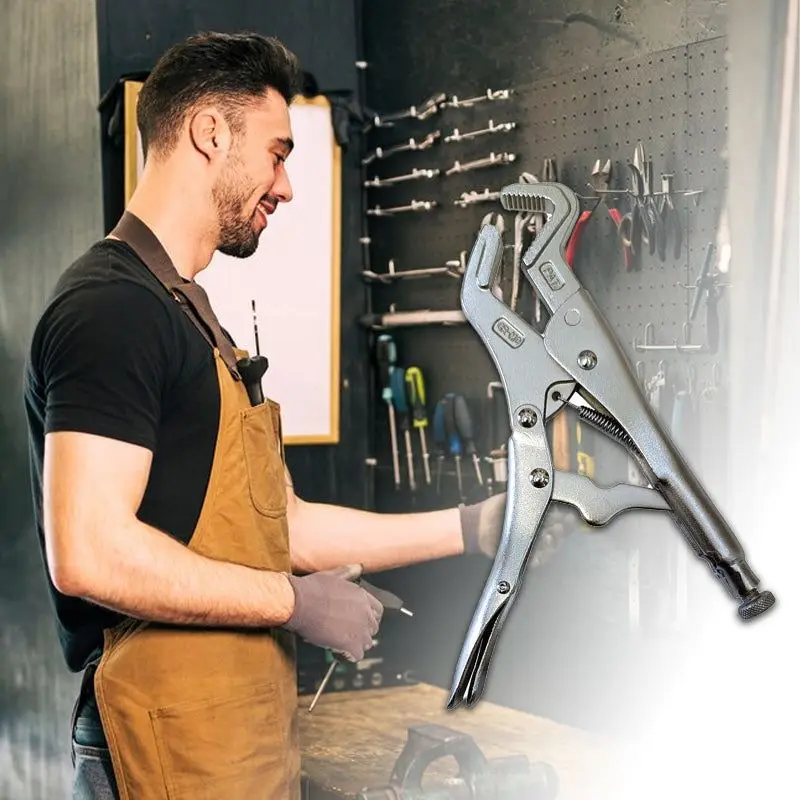 

8.5 Inch Parrot Nose Locking Plier With Sawteeth Cr-Mo Steel Multifunctional Bolt Pliers For Welding Curved Jaw Locking Pliers