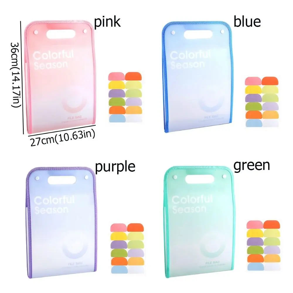 13 Pocket Accordion File Folder Vertical Large Capacity Multi-layer Organizer Bag Candy Color Plastic Test Paper Bag Office