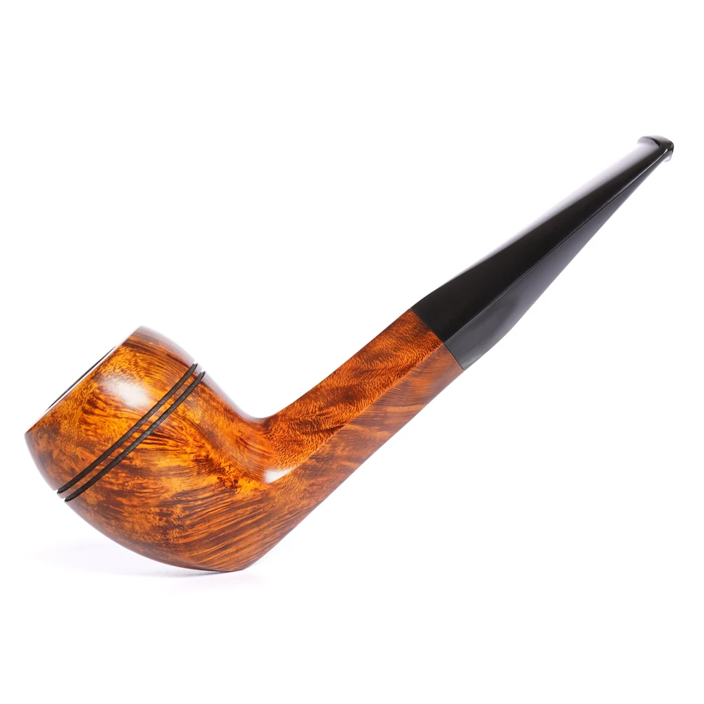 MUXIANG handmade briar bulldog pipe double waistline design straight handle vulcanized rubber mouthpiece Father smoker\'s gift