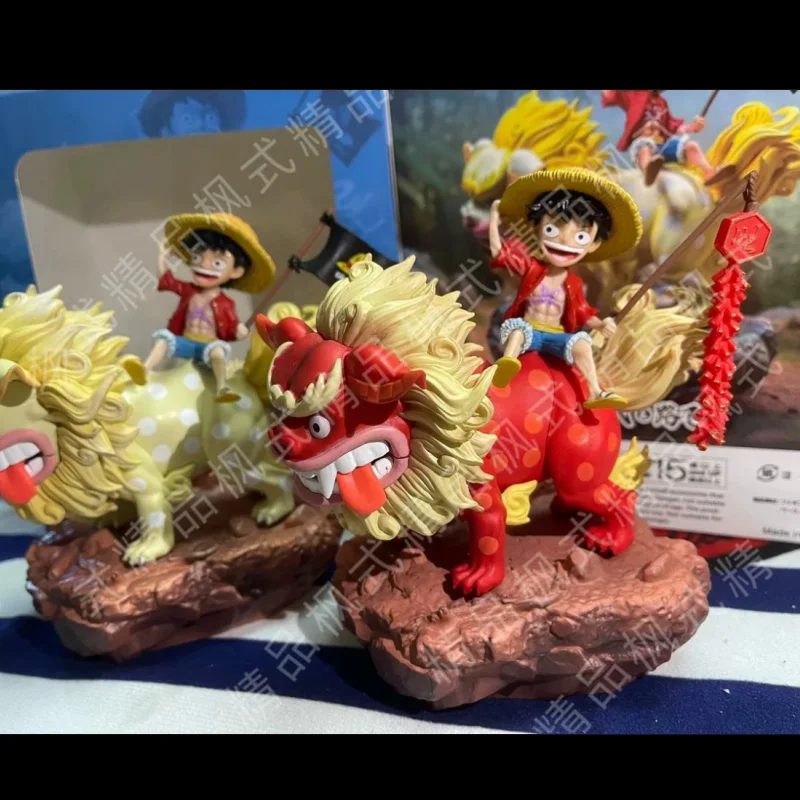 New One Piece Home Straw Hat Partner Series Hakuchiyo Lion Luffy 08 Riding Dragon Figure Model Ornaments Toys Birthday Gift Boys