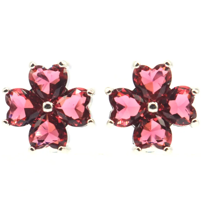 15x15mm Lovely Cute Pink Tourmaline Color Changing Zultanite Alexandrite Topaz London Blue Topaz White CZ Women Silver Earrings
