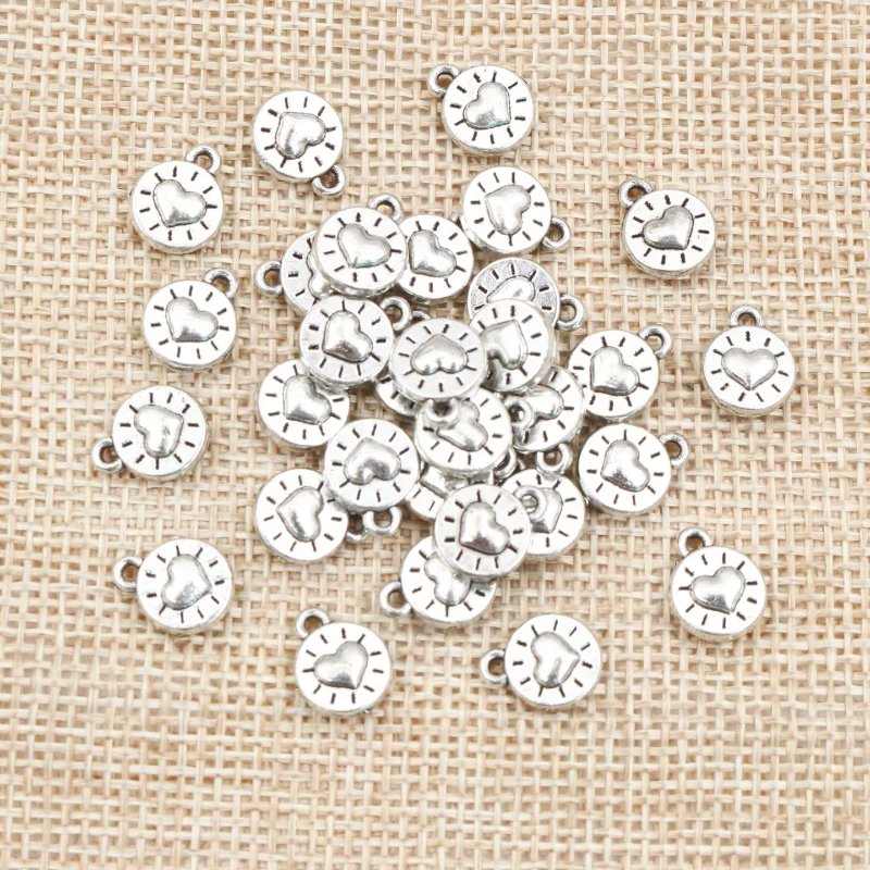 30pcs 10x8mm Bronze Antique Silver Plated Heart Handmade Charms Pendant:DIY Jewelry Making Findings for bracelet necklace