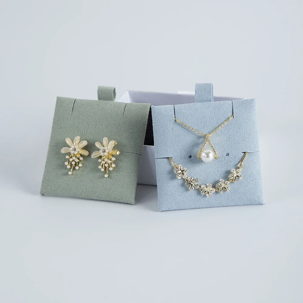 20pcs/Lot 6x6cm Jewelry Insert Card Necklace Earring Hairpin Pendant Custom Fashion Jewelry Microfiber Card Display for Women