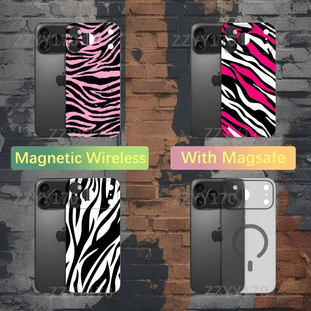 

Zebra Print Phone Case For iPhone 17,16,15,14,13,12,X,XS,Pro,Max,Plus,E,Air,Mini with Magsafe Magnetic Slim Frosted