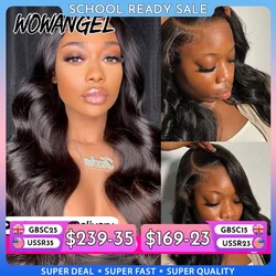 Wow Angel-Perruques avant en dentelle HD pour femmes, 250% cheveux Remy, vague de corps, perruques de cheveux humains, pré-plumé, porter à emporter, 13x6