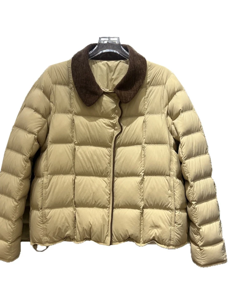 Winter 90% White Duck Puffer Coat Women Lightweight Down Jacket 2025 New Lapel Simple Office Color Matching Short Parkas Outwear