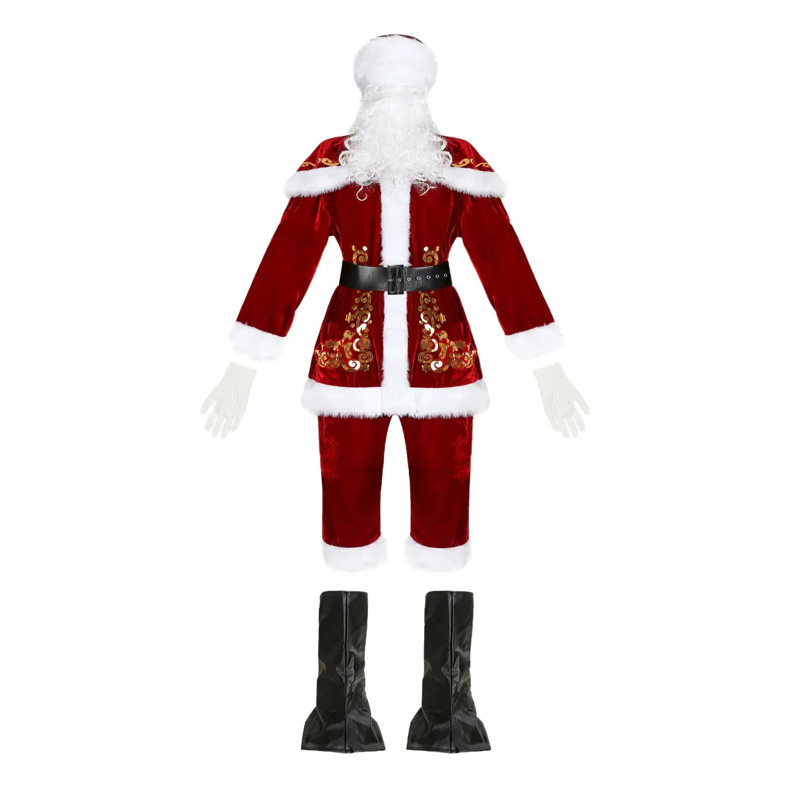 Świąteczny kostium Świętego Mikołaja Cosplay Santa Claus Clothes Fancy Dress In Christmas Men 8pcs/lot Kostium dla dorosłych Hot