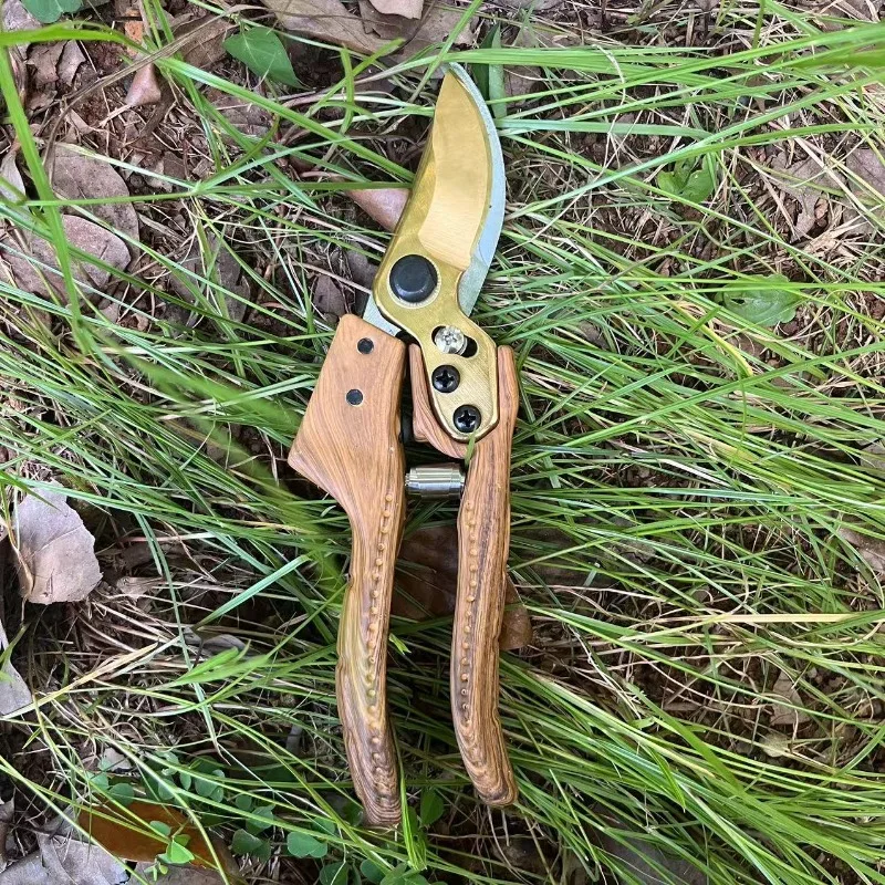 Wood Grain Aluminum Magnesium Alloy Pruning Shears Labor Saving Thick Branch Cutter Non-slip Handle Sharp Garden Pruner