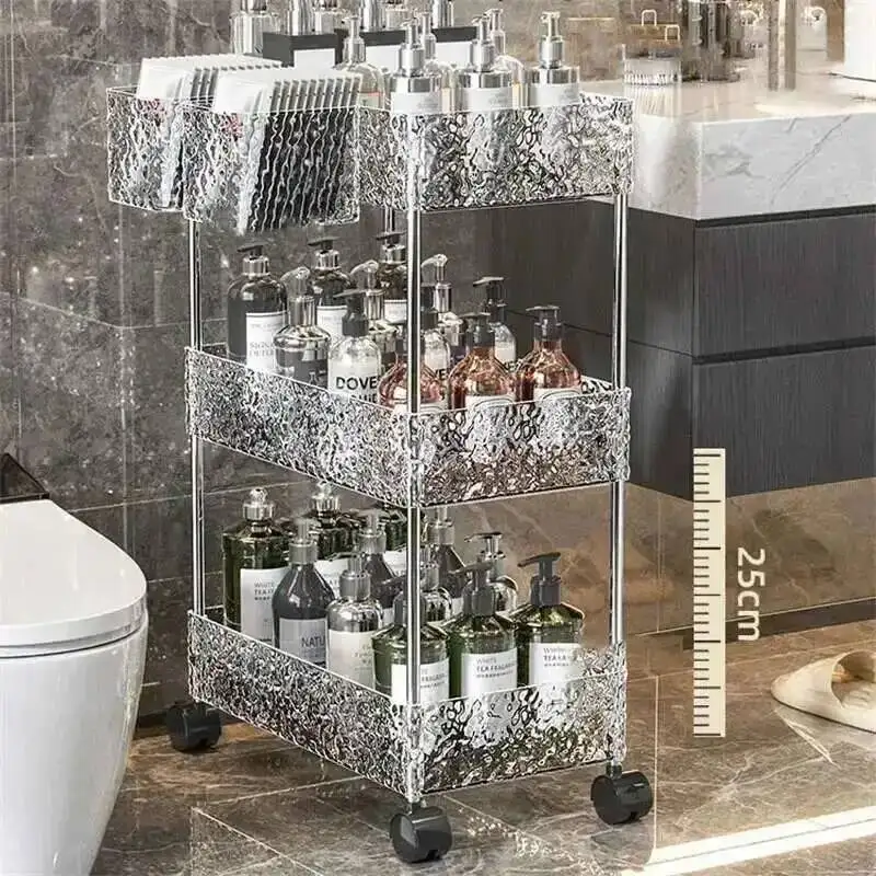 

Стеллаж для хранения в ванной комнате, скандинавский узкий боковой шкаф, акриловая полка для унитаза, тележка для ванной комнаты, напольные органайзеры для хранения