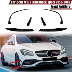 Glossy Black Car Front Bumper Spoiler Splitter Trim Air Blade For Benz W176 A200 A250 A45 AMG Hatchback Sport 2016 2017 2018