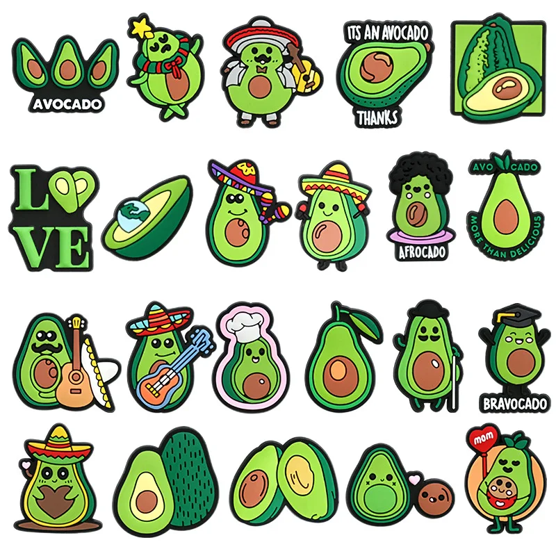 green avocado PVC shoe Charms Slippers Buckle combination Fit Wristbands accessories Decoration Bands gift unisex party