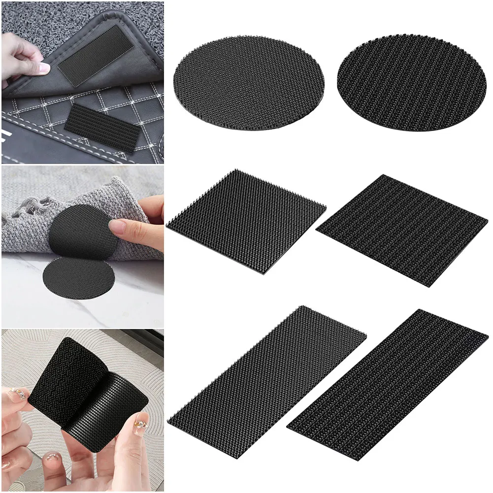 2Pcs Car Carpet Fixed Patches Double Faced Car Carpet Corner Stickers High Adhesive Anti Skid for Car Floor Mat