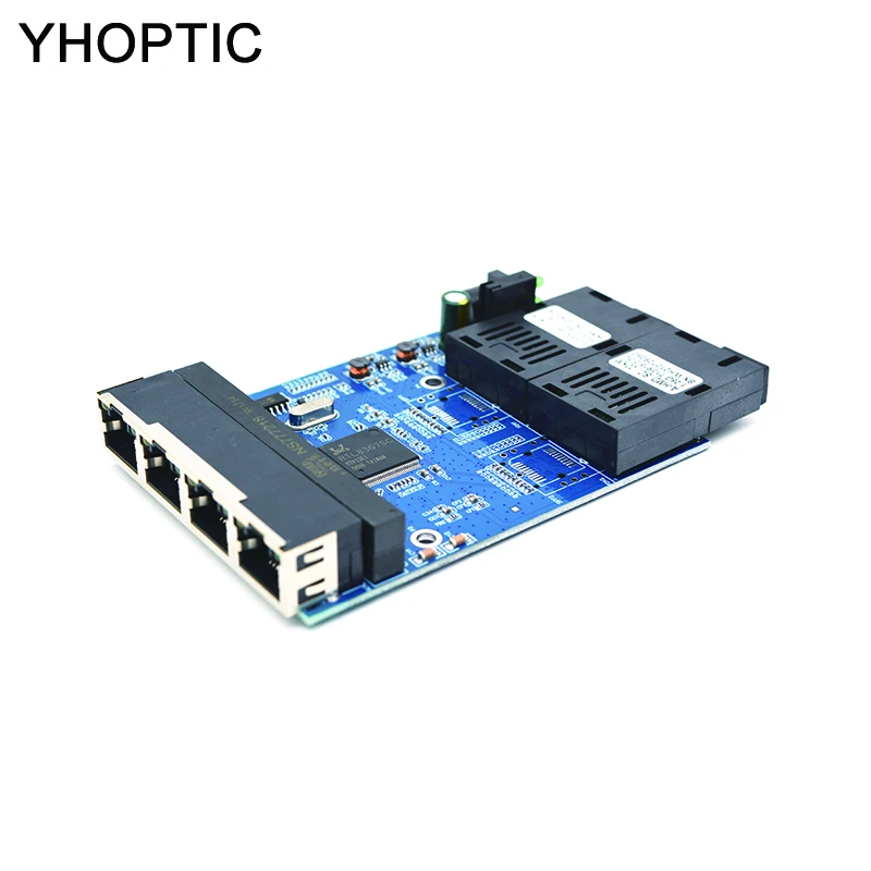 Gigabit Ethernet Switch 2 Fiber Optic Ports 4 RJ45Port Media Converter PCBA Board Gigabit Ethernet Switch Singlemode Simplex