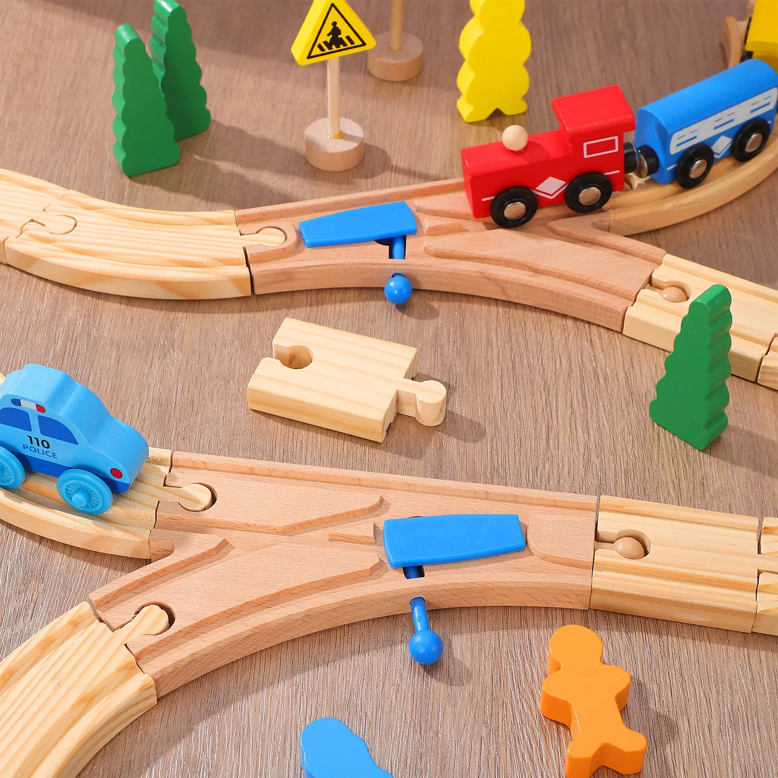

2Pcs Wooden Train Track Accessories Curved Switch Connector for Train Tracks Compatible with Major Wooden Railway Sets
