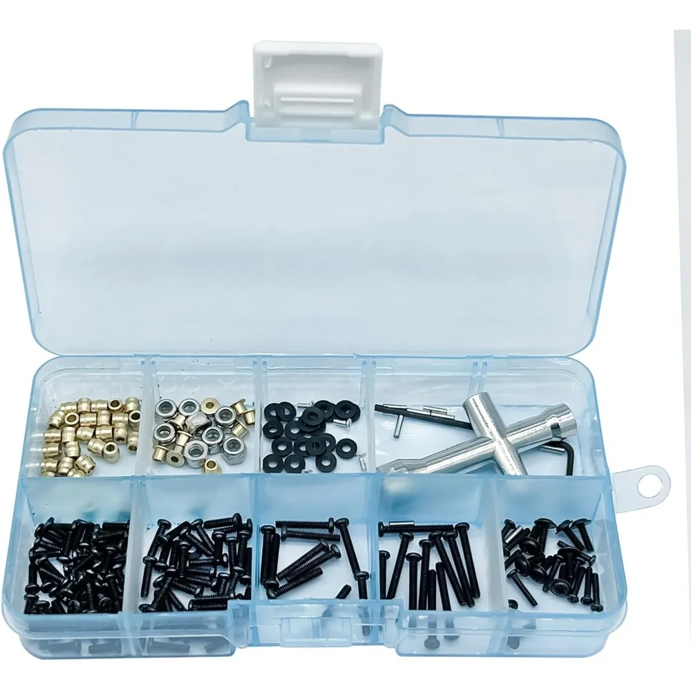 Universal M1.6 M2 RC Screw Kit Screws Assortment Set Fastener Wrench Repair Tools Compatible with FMS 1/18 1/24 Series FCX24 Adv